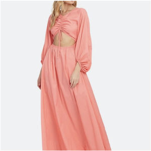 Staud 'Tangier' Coral Ruched Front Maxi Dress Size Large